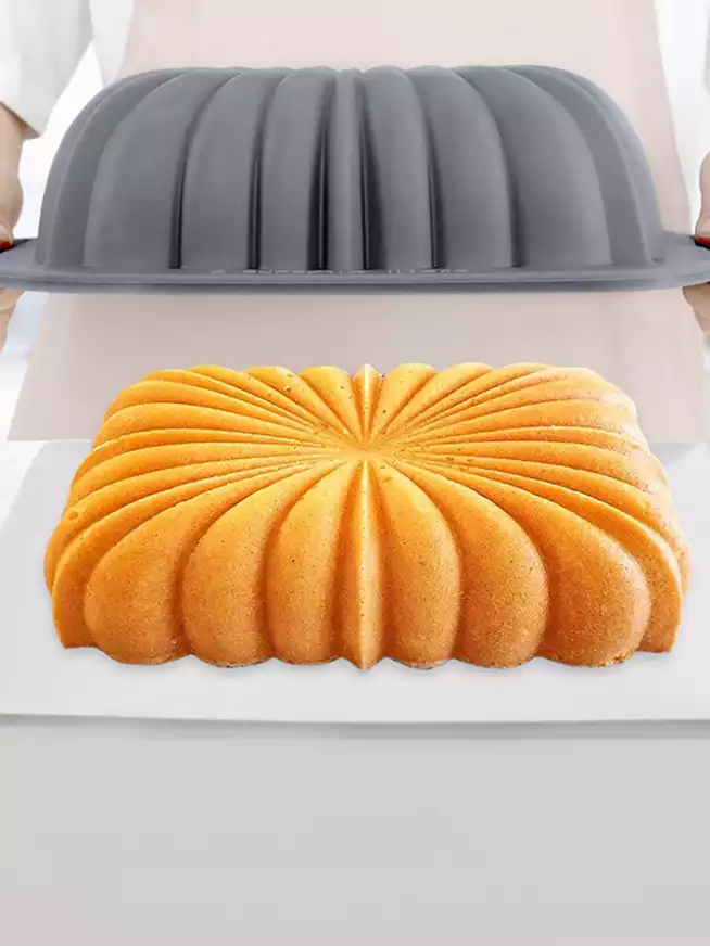 قطعة واحدة، صينية كيك مستطيلة على شكل زهرة (10.9 بوصة × 6.5 بوصة)، قالب كعكة خبز