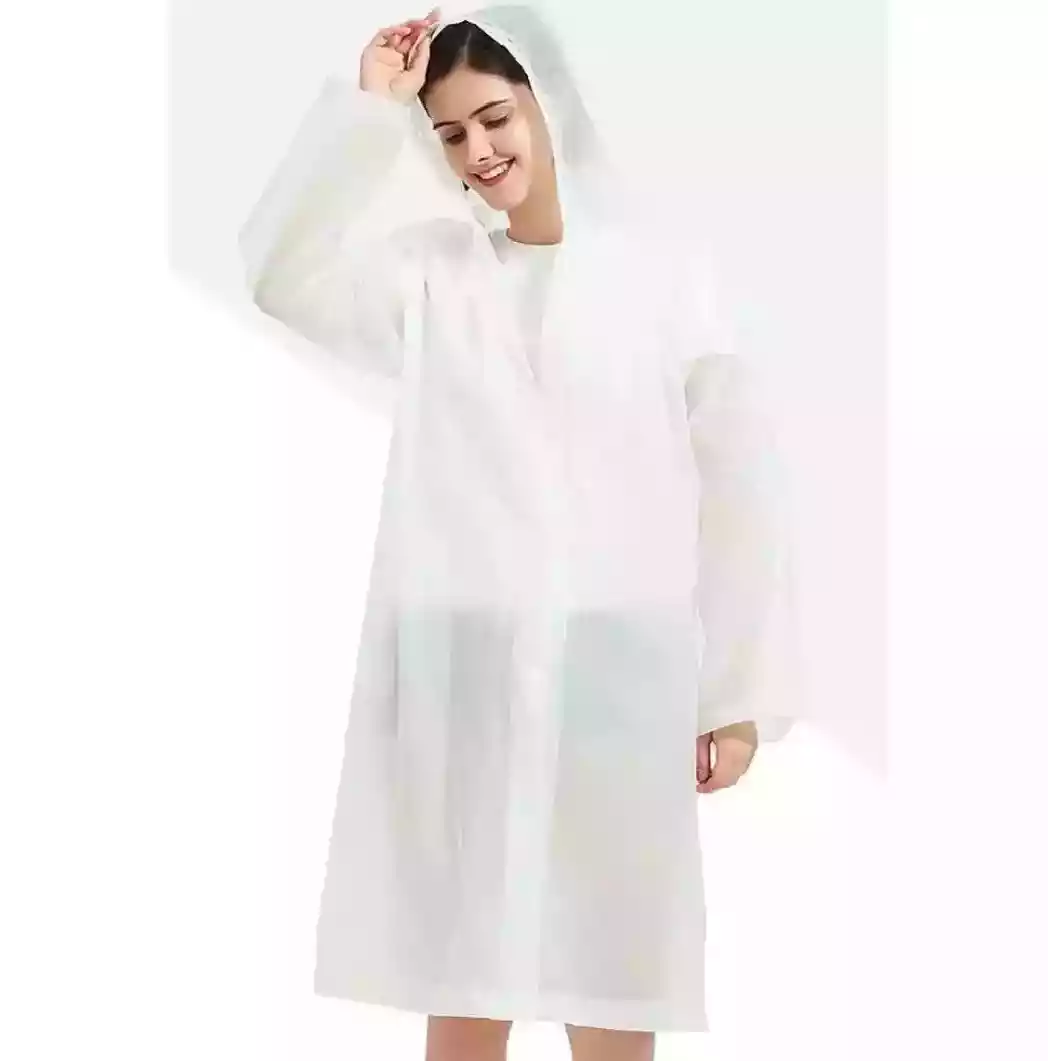 معطف مطر من مادة أسيتات فينيل الإيثيل للبالغين قابل لإعادة الاستخدام، معطف مطر