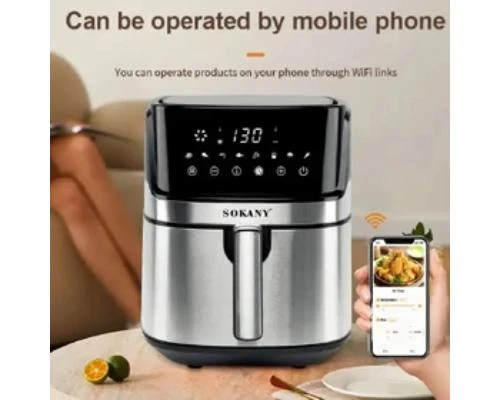 مقلاة سوكاني الهوائية الكهربائية العميقة بسعة 9.5-10 لتر، مقلاة هوائية ذكية من الفولاذ المقاوم للصدأ، وعاء مزدوج بدون زيت