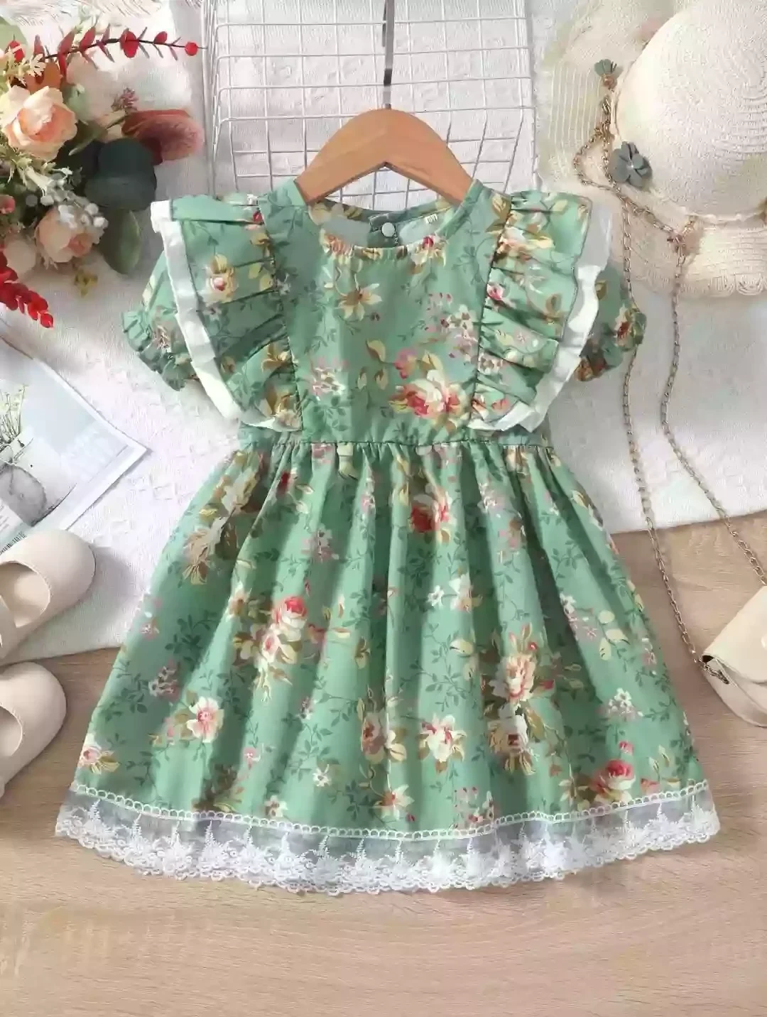 فساتين طفلة صغيرة الزر منقط بالألوان بوهو