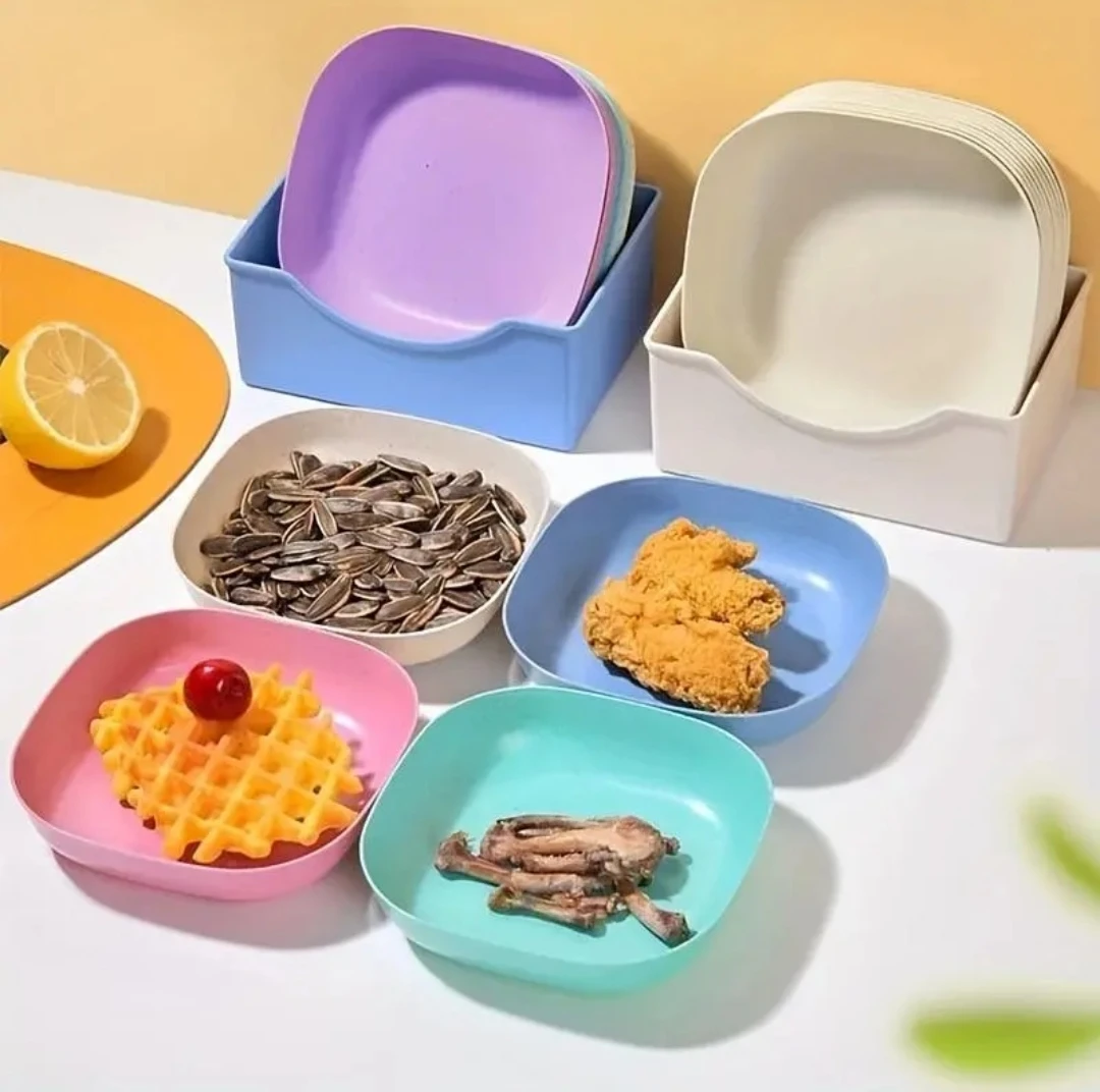 10 قطع طقم بلاستيك لون عشوائي طبق مع تخزين حديث متعدد الوظائف طبق العشاء الى أدوات